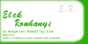 elek romhanyi business card